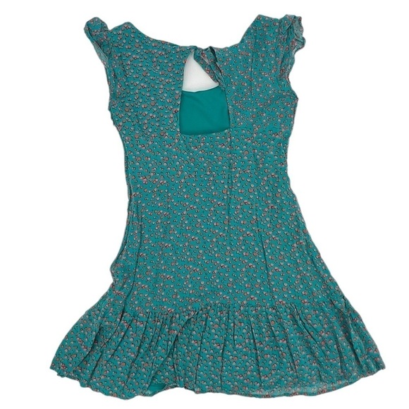 I LOVE H81 Aquamarine Red Heart Short Sleeve Ruffled Dress Size Medium Women’s - Picture 3 of 6